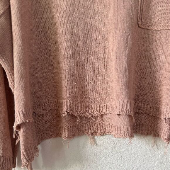 FREE PEOPLE Peach Prism Boxy Cropped Oversized Sweater S Pullover Boho Lagenlook - Picture 2 of 8